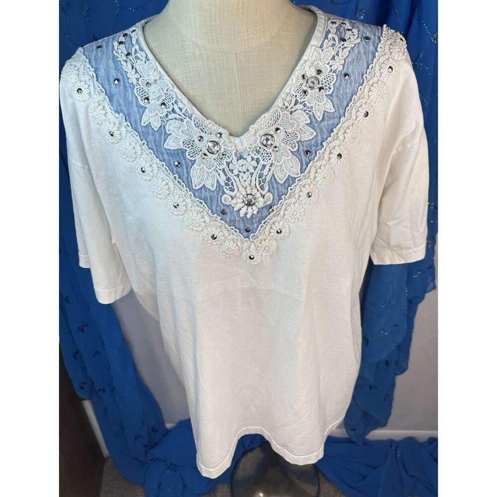 Vintage Y2K Denim Grandma Style Western T-shirt Size XL Anderson - Picture 10 of 10